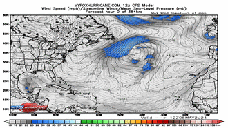 Image Satellite GFS vents Zone Antilles